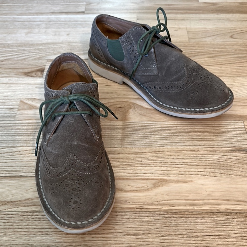 Men's Taupe Suede Brogue Shoes